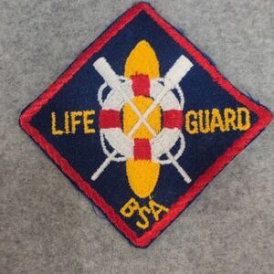 Vintage Lifeguard Patch BSA Merit Badge Sew On Red Blue Yellow Life Guard‎